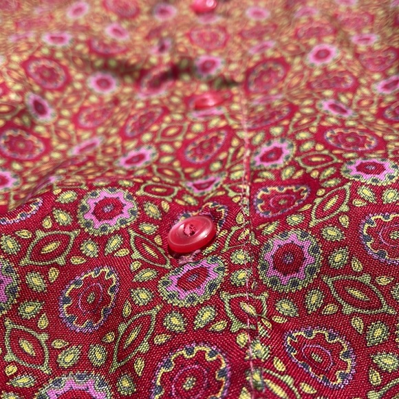 VTG red longsleeve button down blouse with balloon sleeves - Picture 7 of 10